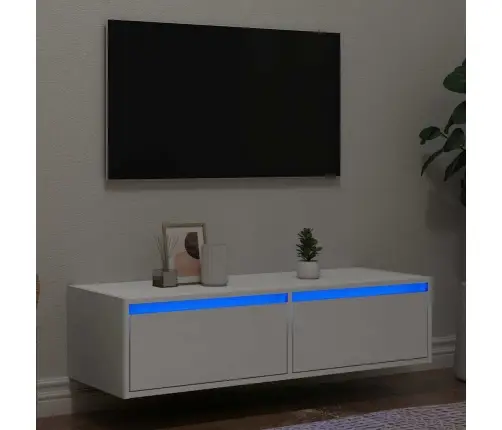 Tv Galdiņš Ar Led Lampiņām Balts 100X35,5X25 Cm Vidaxl