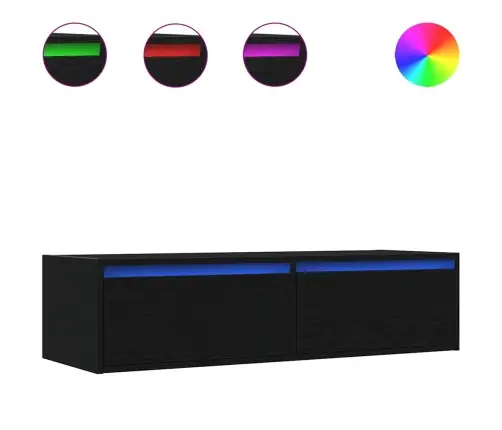 Tv Galdiņš Ar Led Lampiņām Melns Ozols 100X35,5X25 Cm Vidaxl