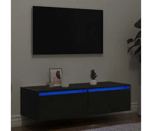 Tv Galdiņš Ar Led Lampiņām Melns Ozols 100X35,5X25 Cm Vidaxl