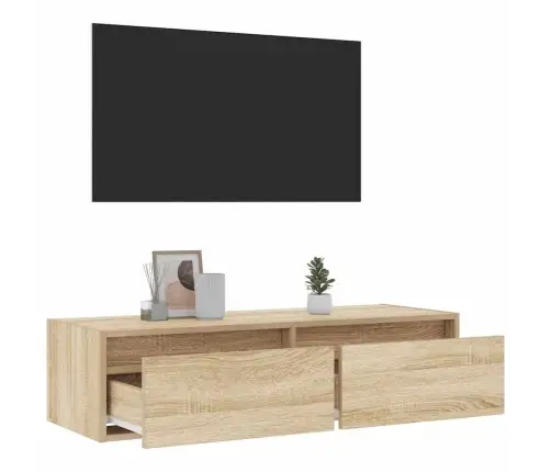 Televizoriaus Spintelė Su Led Apšvietimu, Ąžuolo, 100X35,5X25Cm
