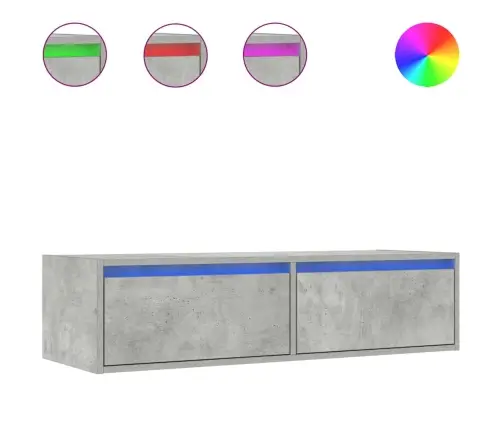 Tv Galdiņš Ar Led Lampiņām Betona Pelēks 100X35,5X25 Cm Vidaxl