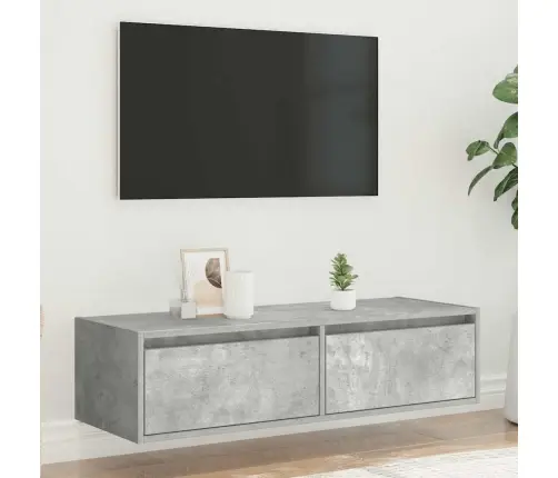 Tv Galdiņš Ar Led Lampiņām Betona Pelēks 100X35,5X25 Cm Vidaxl