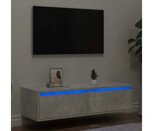 Tv Galdiņš Ar Led Lampiņām Betona Pelēks 100X35,5X25 Cm Vidaxl