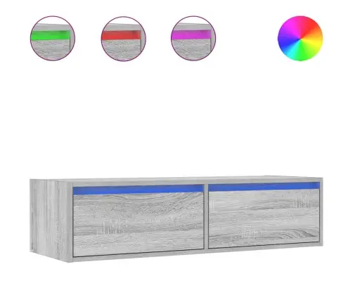Tv Galdiņš Ar Led Lampiņām Pelēka Koka 100X35,5X25 Cm Vidaxl