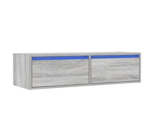 Tv Galdiņš Ar Led Lampiņām Pelēka Koka 100X35,5X25 Cm Vidaxl