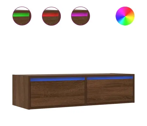 Televizoriaus Spintelė Su Led, Ruda Ąžuolo, 100X35,5X25 Cm