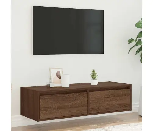 Televizoriaus Spintelė Su Led, Ruda Ąžuolo, 100X35,5X25 Cm