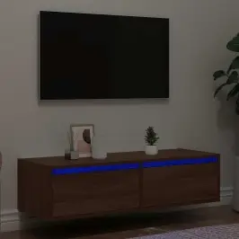Televizoriaus Spintelė Su Led, Ruda Ąžuolo, 100X35,5X25 Cm