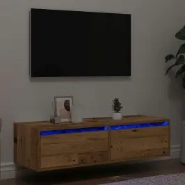 Tv Galdiņš Ar Led Lampiņām Veca Koka 100X35,5X25 Cm Vidaxl
