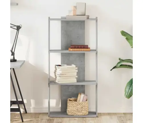 Grāmatu Skapis 3 Līmeņu Betona Pelēks 60X30X120 Cm Vidaxl