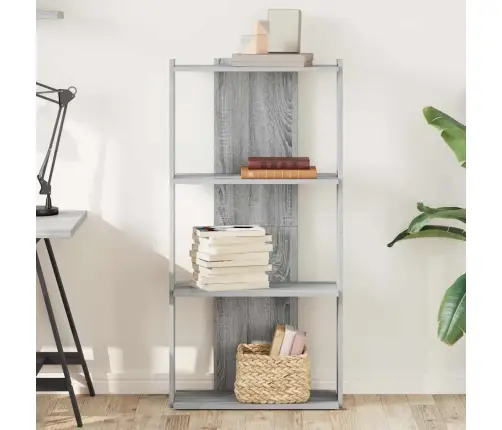 Grāmatu Plaukts, 3 Līmeņi, Pelēks, 60X30X120 Cm, Koks Vidaxl