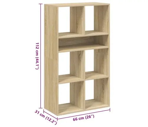 Grāmatu Plaukts, Ozolkoka Krāsa, 66X31X112Cm, Inženierijas Koks Vidaxl