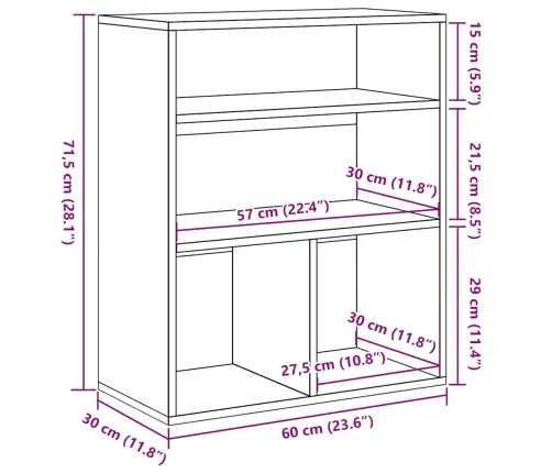 Grāmatu Plaukts, Betona Pelēks, 60X30X71,5Cm, Inženierijas Koks Vidaxl Grāmatu Plaukts, Betona Pelēks, 60X30X71,5Cm, Inženierijas Koks Vidaxl