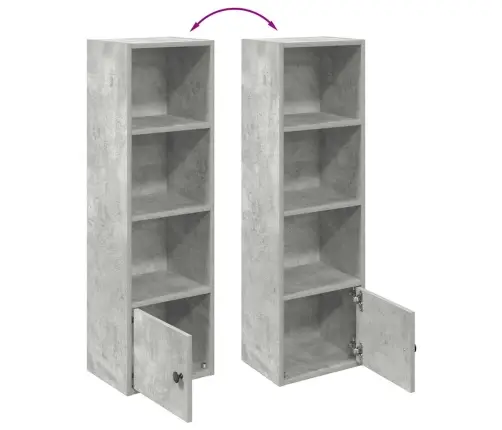 Grāmatu Plaukts, Betona Pelēks, 31X24X102 Cm, Inženierijas Koks Vidaxl