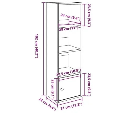 Grāmatu Plaukts, Pelēka Koka, 31X24X102 Cm, Inženierijas Koks Vidaxl