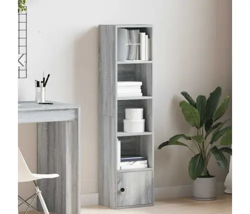 Grāmatu Plaukts, Pelēka Koka, 31X24X127 Cm, Inženierijas Koks Vidaxl