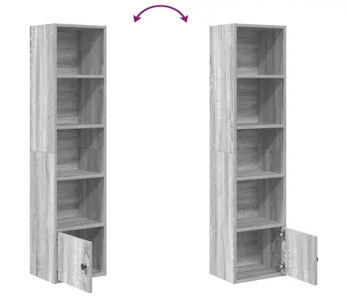 Grāmatu Plaukts, Pelēka Koka, 31X24X127 Cm, Inženierijas Koks Vidaxl