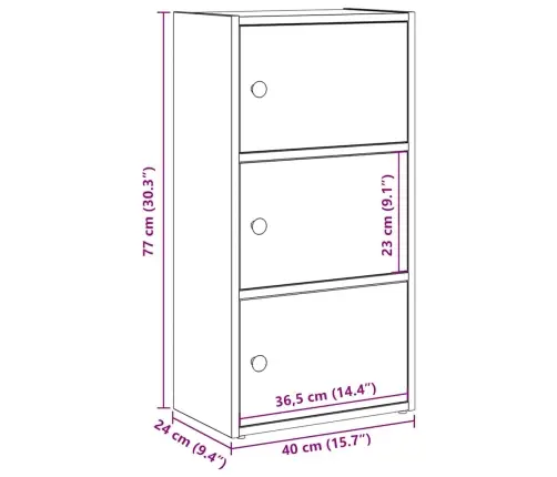 Raamatualus, Suitsutatud Tamm, 40X24X77 cm Tehispuit