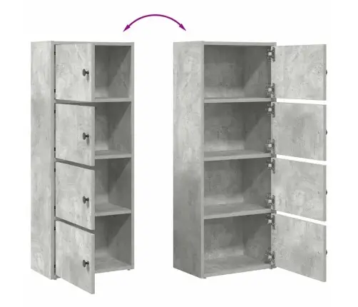 Grāmatu Plaukts, Betona Pelēks, 40X24X102 Cm, Inženierijas Koks Vidaxl