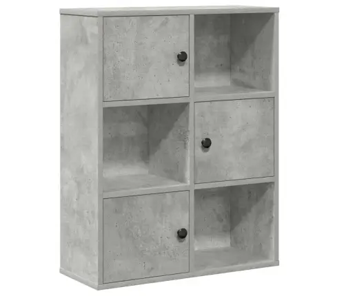 Grāmatu Plaukts, Betona Pelēks, 60X24X76,5Cm, Inženierijas Koks Vidaxl