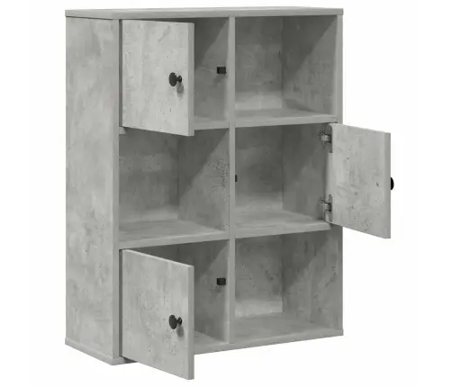 Grāmatu Plaukts, Betona Pelēks, 60X24X76,5Cm, Inženierijas Koks Vidaxl