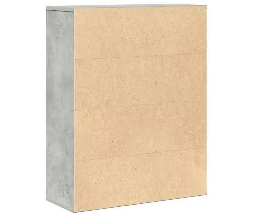 Grāmatu Plaukts, Betona Pelēks, 60X24X76,5Cm, Inženierijas Koks Vidaxl