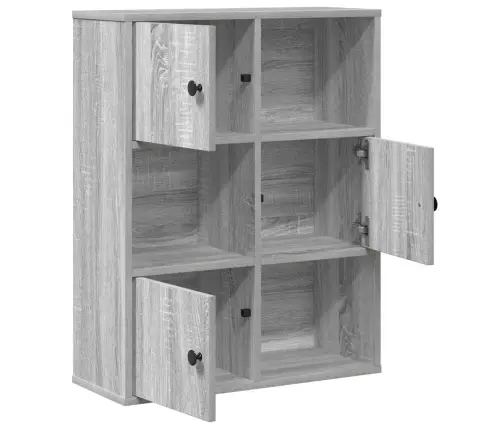 Grāmatplaukts, Pelēka Koka, 60X24X76,5 Cm, Inženierijas Koks Vidaxl