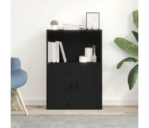 Grāmatu Skapis, Melns Ozols, 60X24X85 Cm, Inženierijas Koks Vidaxl