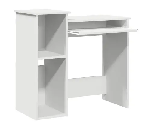 Rakstāmgalds Ar Plauktiem, 84X40X78 Cm, Skaidu Plāksne, Balts Vidaxl