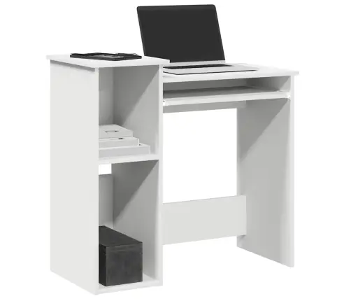 Rakstāmgalds Ar Plauktiem, 84X40X78 Cm, Skaidu Plāksne, Balts Vidaxl