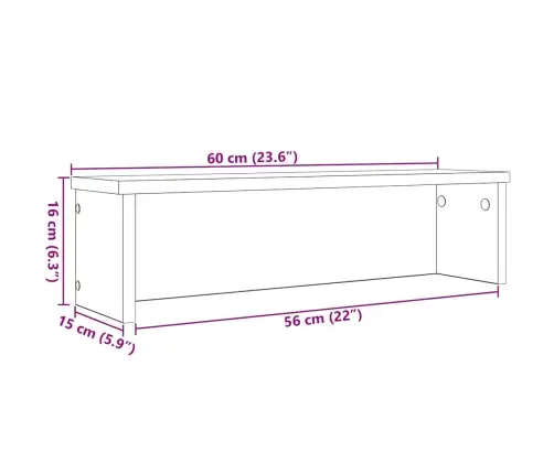 Virtuves Plaukts Sakraujams, 60X15X16 Cm Inženierijas Koks Vidaxl