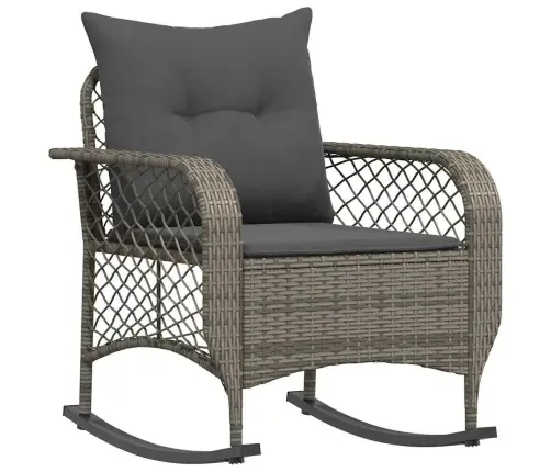 Dārza Šūpuļkrēsls Ar Matračiem, Pelēka Pe Rotangpalma Vidaxl