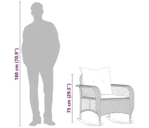 Dārza Šūpuļkrēsls Ar Matračiem, Pelēka Pe Rotangpalma Vidaxl