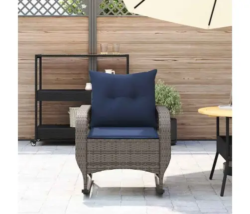 Dārza Šūpuļkrēsls Ar Matračiem, Pelēka Pe Rotangpalma Vidaxl