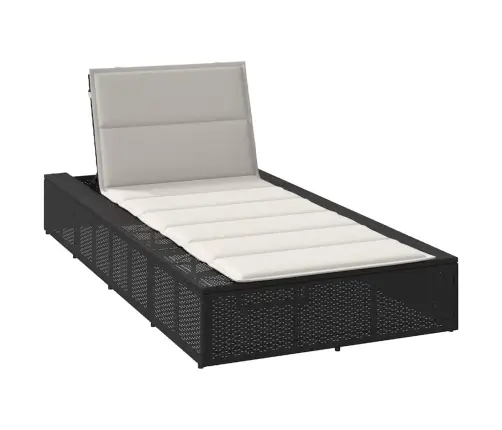 Sauļošanās Krēsls Ar Peldošu Spilvenu, Melns Polirotangpalmas Vidaxl