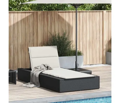 Sauļošanās Krēsls Ar Peldošu Spilvenu, Melns Polirotangpalmas Vidaxl