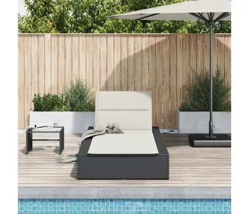 Sauļošanās Krēsls Ar Peldošu Spilvenu, Melns Polirotangpalmas Vidaxl