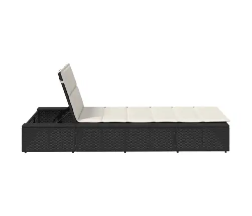 Sauļošanās Krēsls Ar Peldošu Spilvenu, Melns Polirotangpalmas Vidaxl