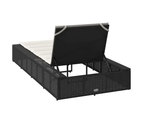 Sauļošanās Krēsls Ar Peldošu Spilvenu, Melns Polirotangpalmas Vidaxl