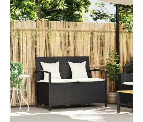 Dārza Uzglabāšanas Sols Ar Spilvenu, Melnu Polirotangpalmu Vidaxl