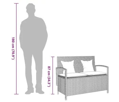 Dārza Uzglabāšanas Sols Ar Spilvenu, Melnu Polirotangpalmu Vidaxl