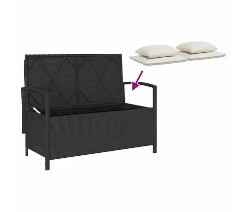 Dārza Uzglabāšanas Sols Ar Spilvenu, Melnu Polirotangpalmu Vidaxl