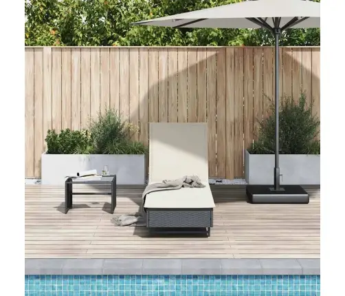 Saulės Gultas Su Ratukais Ir Čiužinuku, Juodas, Poliratanas