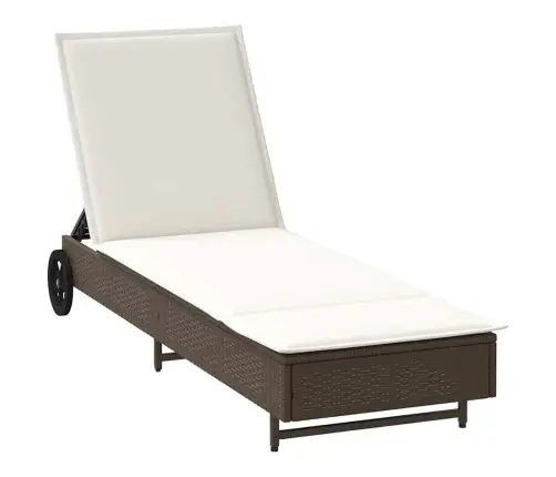 Sauļošanās Zvilnis Ar Riteņiem Un Matraci, Brūna Pe Rotangpalma Vidaxl