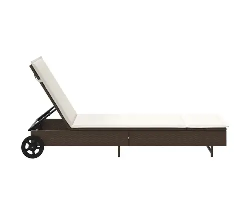 Sauļošanās Zvilnis Ar Riteņiem Un Matraci, Brūna Pe Rotangpalma Vidaxl