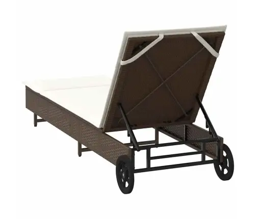 Sauļošanās Zvilnis Ar Riteņiem Un Matraci, Brūna Pe Rotangpalma Vidaxl