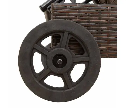 Sauļošanās Zvilnis Ar Riteņiem Un Matraci, Brūna Pe Rotangpalma Vidaxl