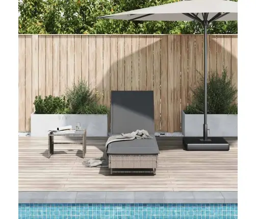 Sauļošanās Zvilnis Ar Riteņiem Un Matraci Pelēka Pe Rotangpalma Vidaxl Sauļošanās Zvilnis Ar Riteņiem Un Matraci Pelēka Pe Rotangpalma Vidaxl