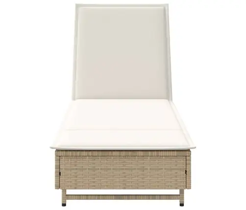 Päevitustool Rataste Ja Istmepadjaga, Beež, Polürotang