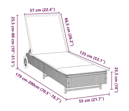 Päevitustool Rataste Ja Istmepadjaga, Beež, Polürotang